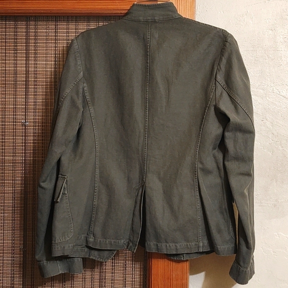 Nili Lotan Cambre Jacket Medium Cotton/Linen Blend Army Green Utility Military - Picture 2 of 7